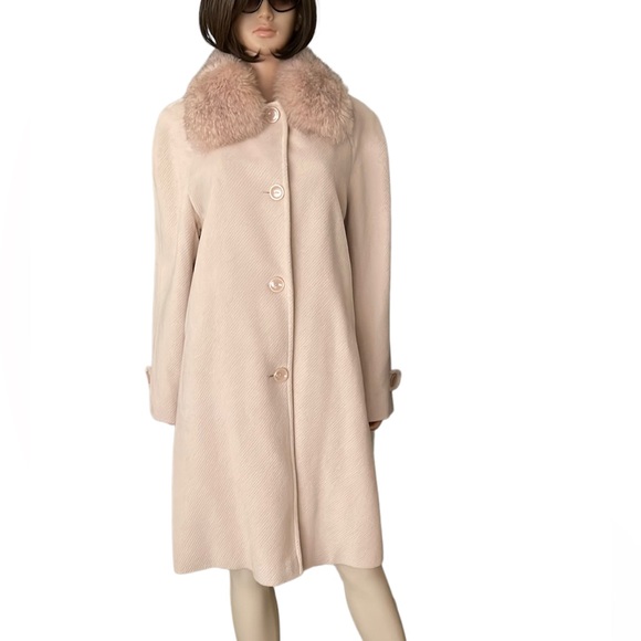 Katherine Kelly angora and virgin wool fox collar coat in Pinkness - Picture 1 of 16